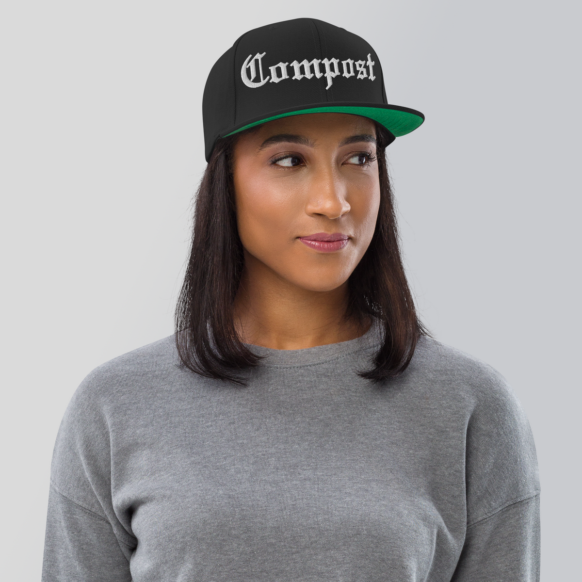Compost Snapback in Black, front view
