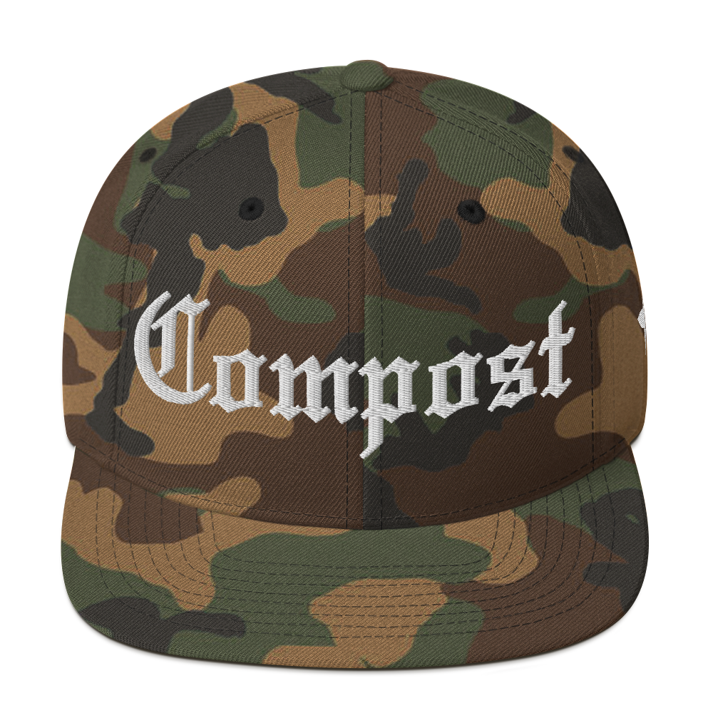 Compost Snapback in Green Camo, front view