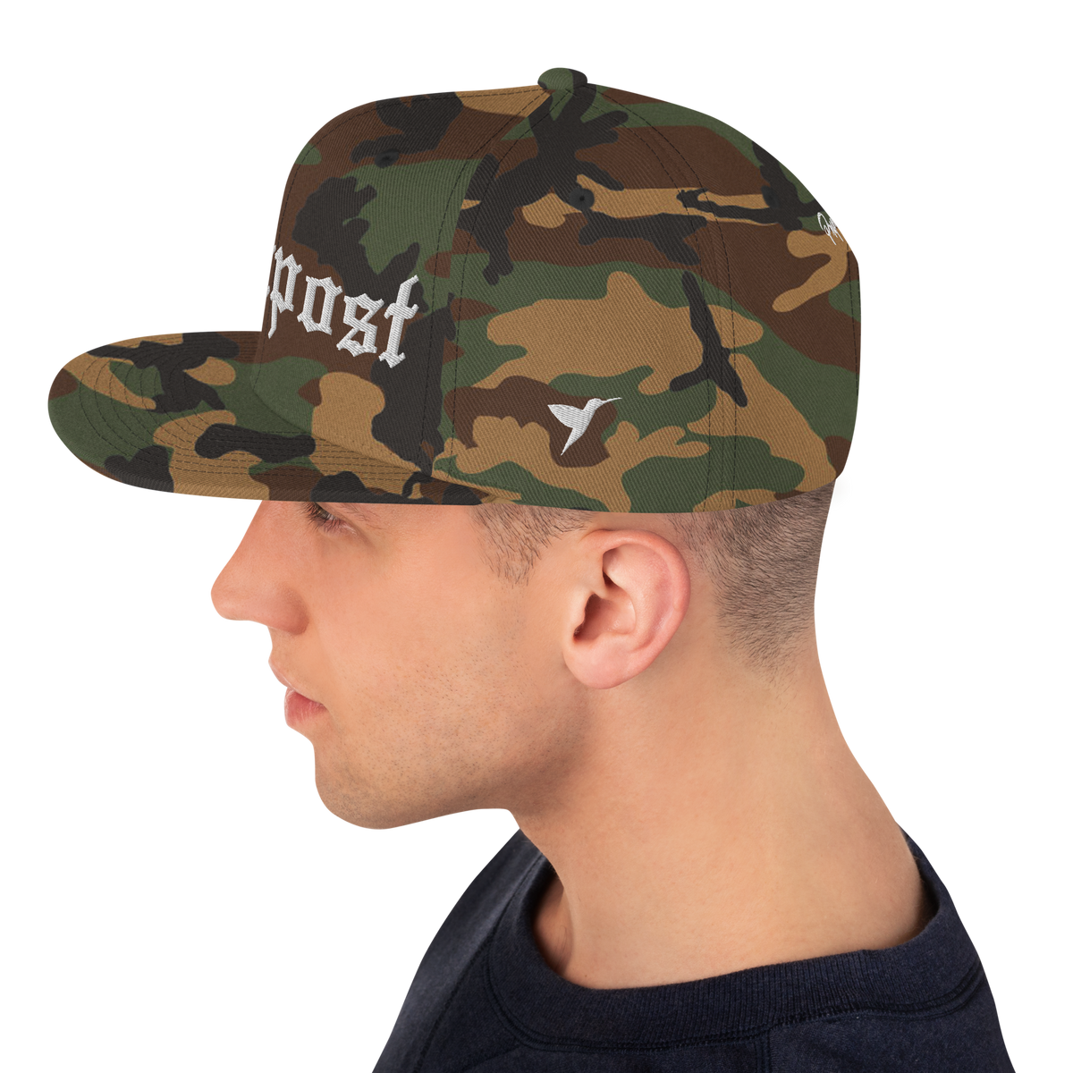 Compost Snapback in Green Camo, left side view
