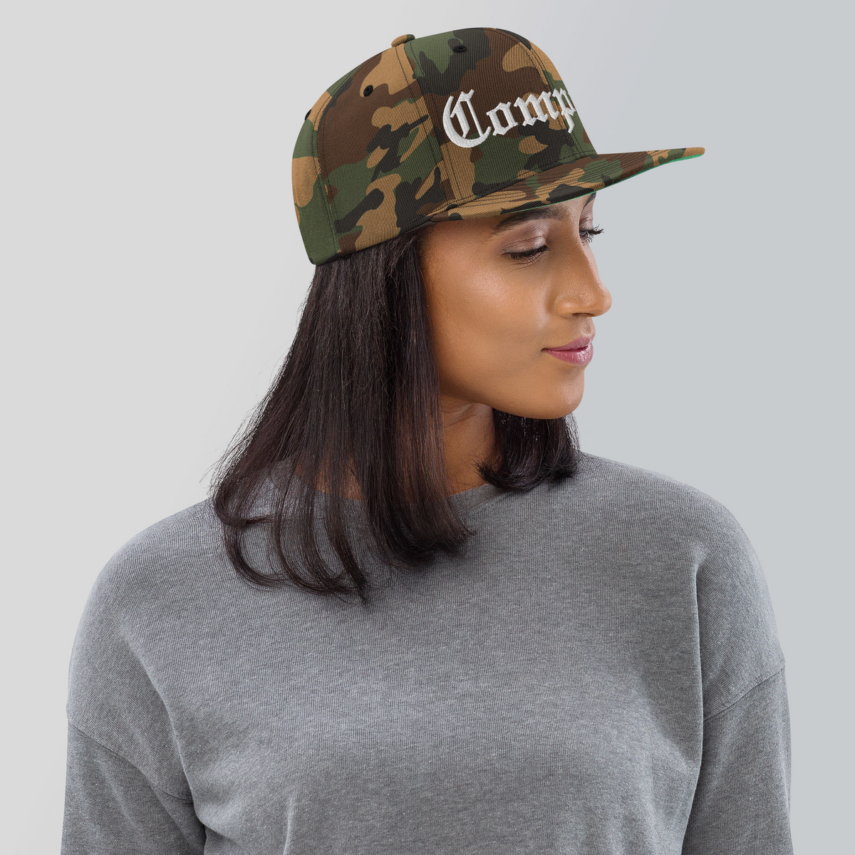Compost Snapback in Green Camo, right side view