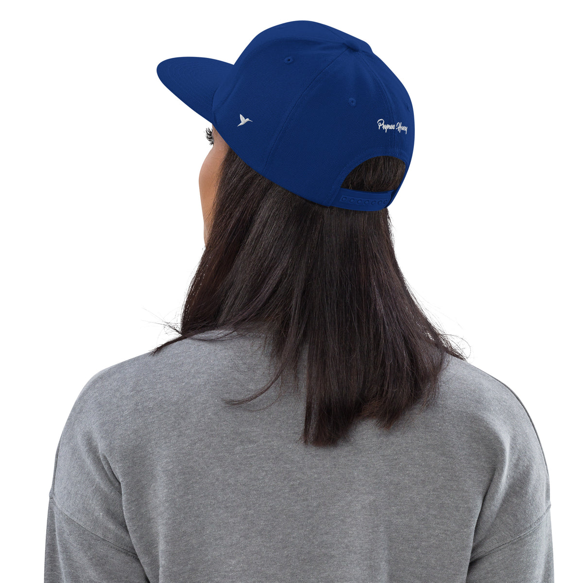 Royal Crown Snapback in Blue, back view