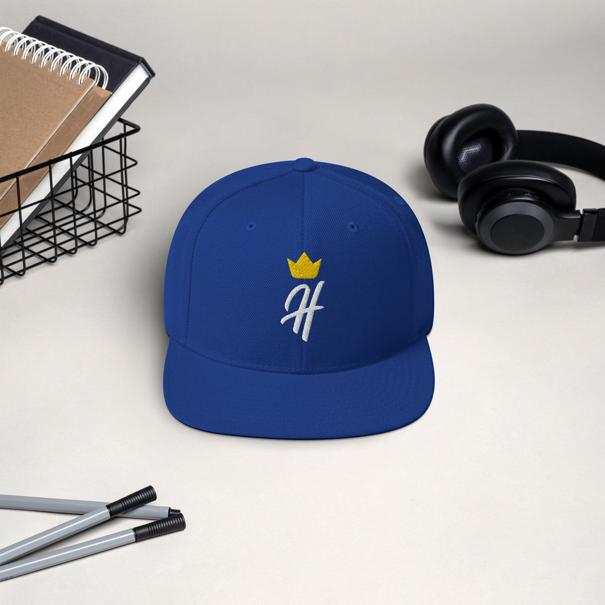 Royal Crown Snapback in Blue, front view 3