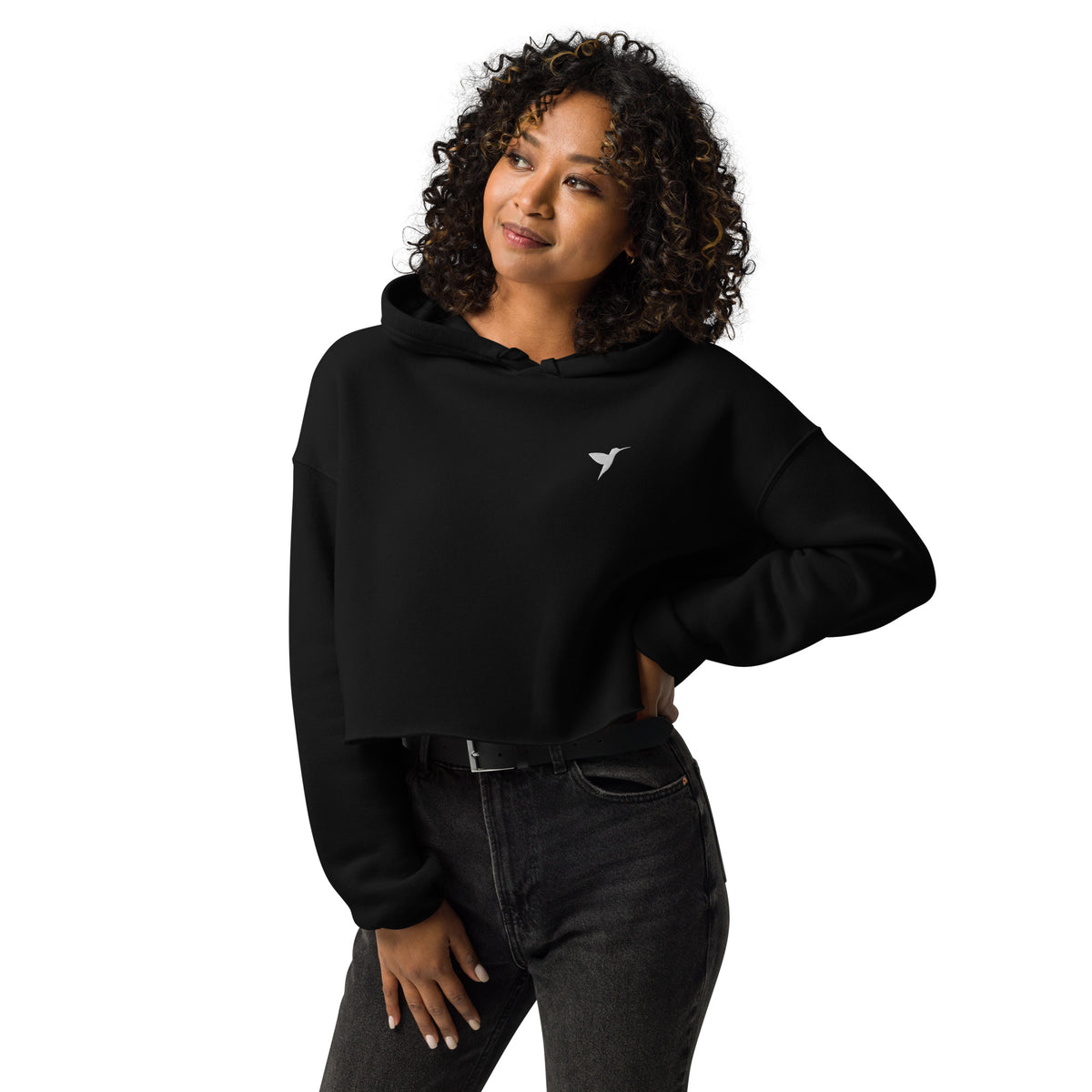 HMMR Crop Hoodie in Black, front view