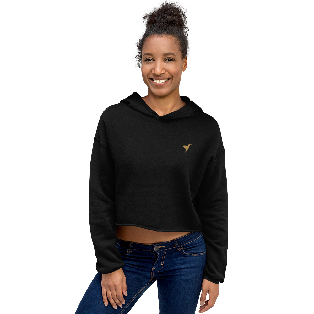 HMMR Crop Hoodie in Black, front view 4