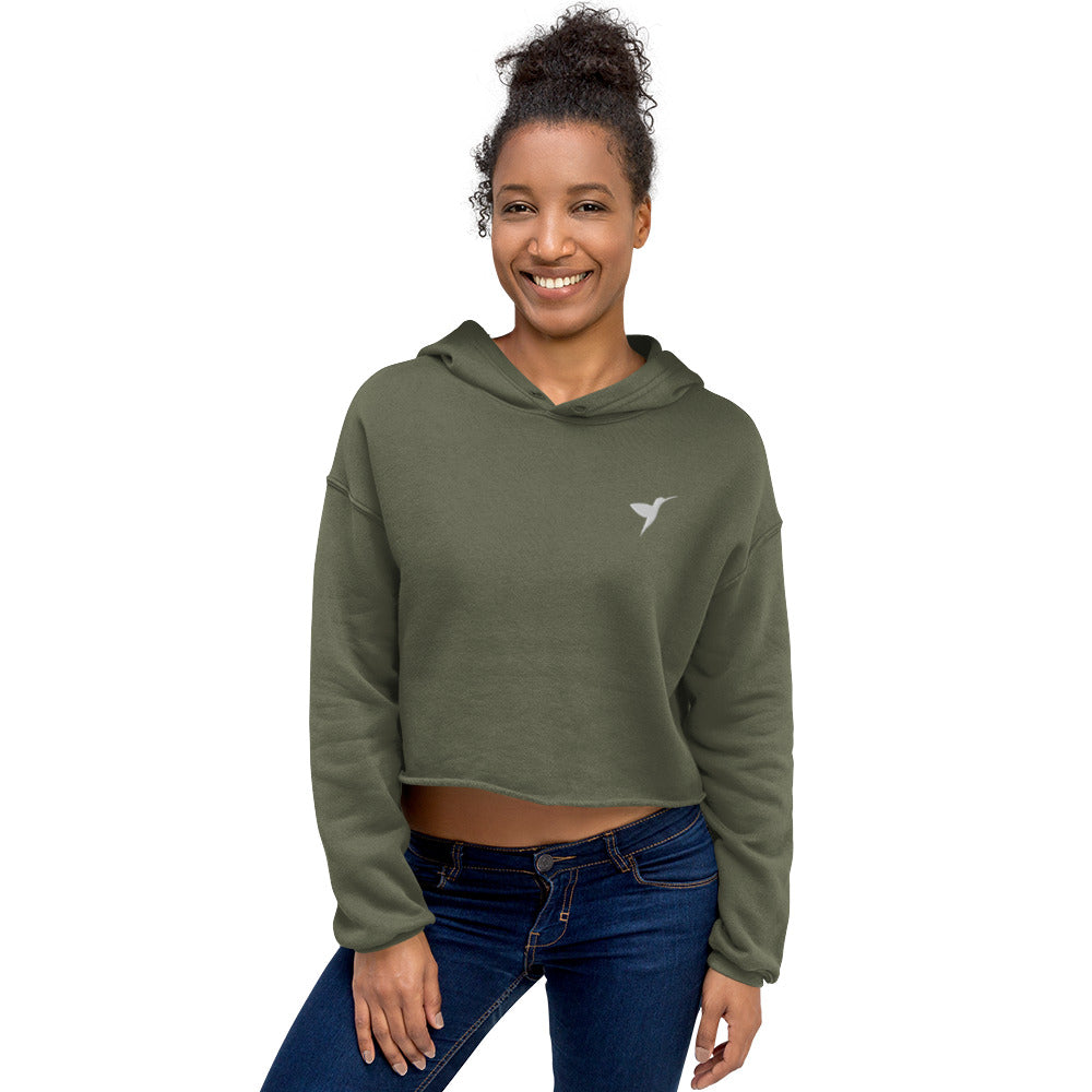 HMMR Crop Hoodie in Military Green, front view 2