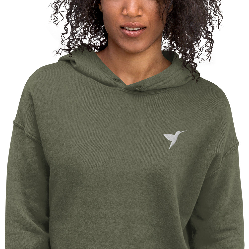 HMMR Crop Hoodie in Military Green, detail view