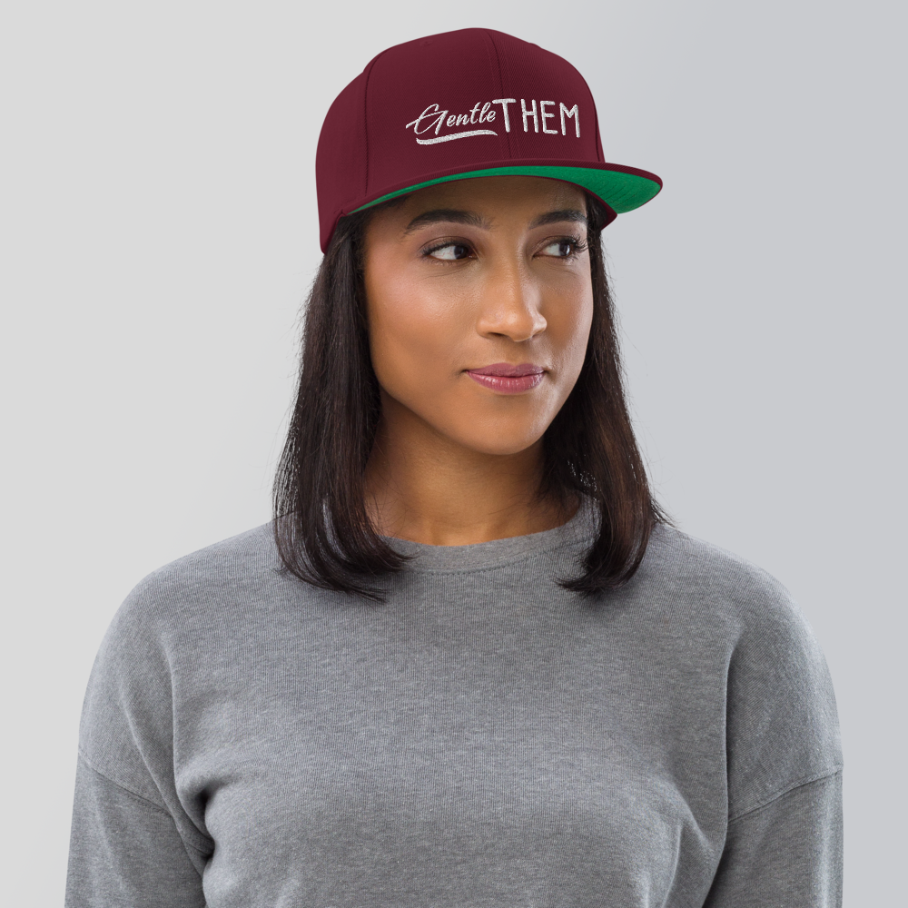 GentleTHEM Snapback in Maroon, front view